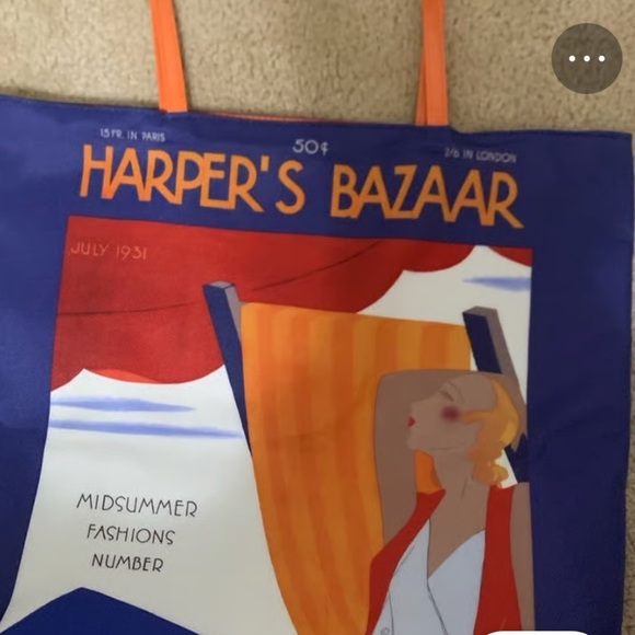 Bold Blue & Orange Harper’s Bazar Retro Magazine Cover Tote Bag by Estée Lauder - Picture 9 of 11